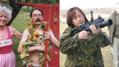 Zleva Olga Havlová, Luděk Bednář, Ivana Zemanová